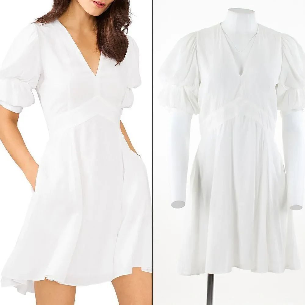 1.state Women's Short Puff Sleeve Tiered Short Dress
